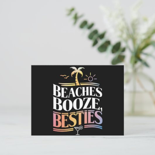 Stranden Booze & Besties Kokosnoot Zomer Briefkaart (Staand voorkant)