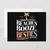 Stranden Booze & Besties Kokosnoot Zomer Briefkaart (Voorkant / Achterkant)