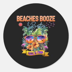 Stranden Booze Besties Myrtle Beach South Carolina Ronde Sticker
