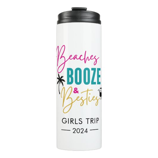 Stranden Booze en Besties gepersonaliseerd, Girls  Thermosbeker (Voorkant)