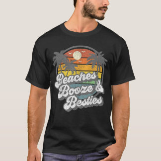 Stranden Booze en Besties Grappige Retro 70s Beach T-shirt