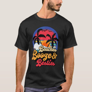 Stranden Booze en Besties Retro Beach Vrouwen Meis T-shirt
