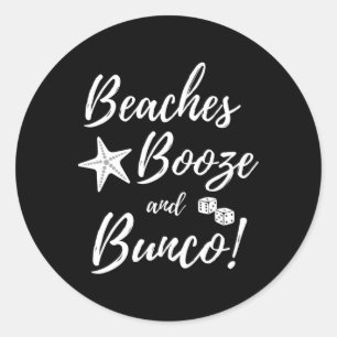 Stranden Booze en Bunco Dice Summer Ronde Sticker