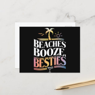 Stranden Drank & Beste Vrienden Kokospalm Zomer  Briefkaart