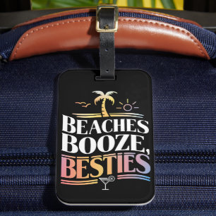 Stranden Drank & Beste Vriendinnen Kokospalm Zomer Bagagelabel