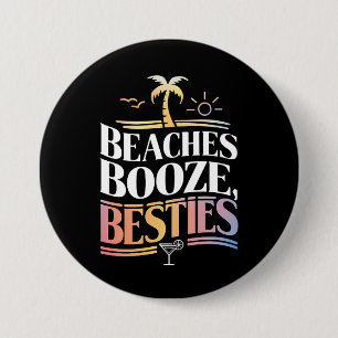 Stranden Drank & Beste Vriendinnen Kokospalm Zomer Ronde Button 7,6 Cm