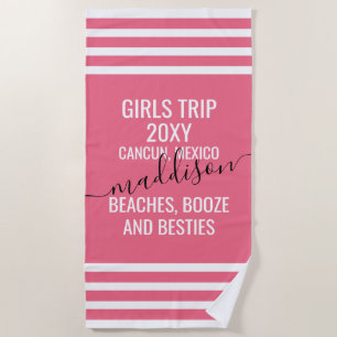 Stranden Drank Beste Vriendinnen Meisjesreis Roze  Strandlaken