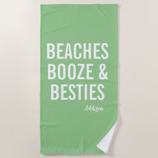 Stranden Drank & Vriendinnen Groene Strandhanddoek Strandlaken (Voorkant)