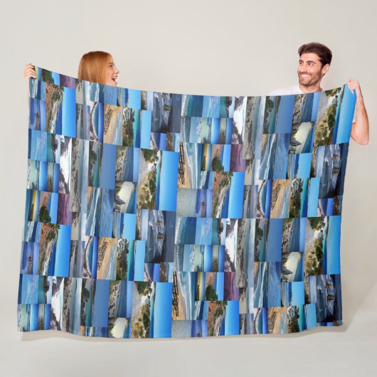 stranden in een fotocollage, fleece deken (In situ)