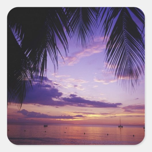 stranden op Negril, Jamaica 2 Vierkante Sticker (Voorkant)
