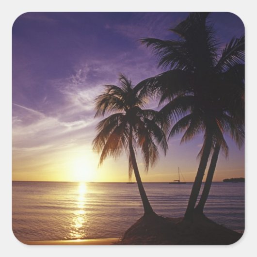 stranden op Negril, Jamaica 3 Vierkante Sticker (Voorkant)