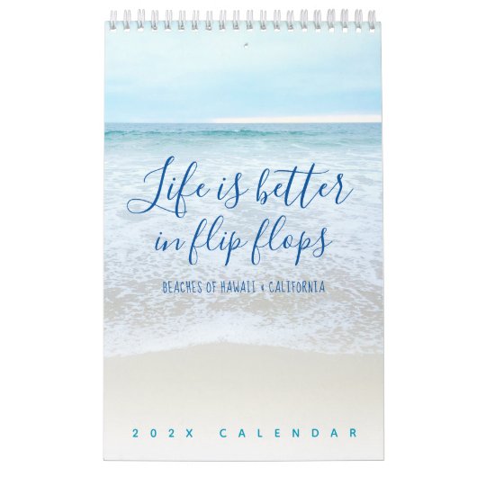 Stranden van Hawaï Californië Teenslippers Eén pag Kalender (Hoes)