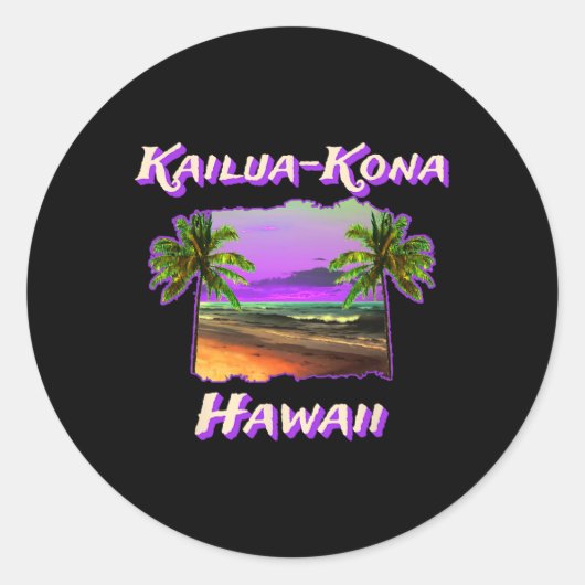 Stranden van Kailua-kona Hawaii 1 Ronde Sticker (Voorkant)