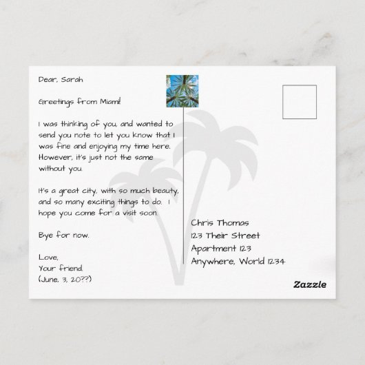 Stranden van Miami Florida Briefkaart (Achterkant)