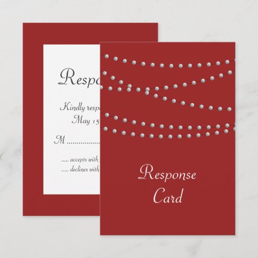 Stranden van parels op rode RSVP (Voorkant / Achterkant)