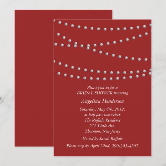 Stranden van parels op rood Vrijgezellenfeest Kaart (Voorkant / Achterkant)