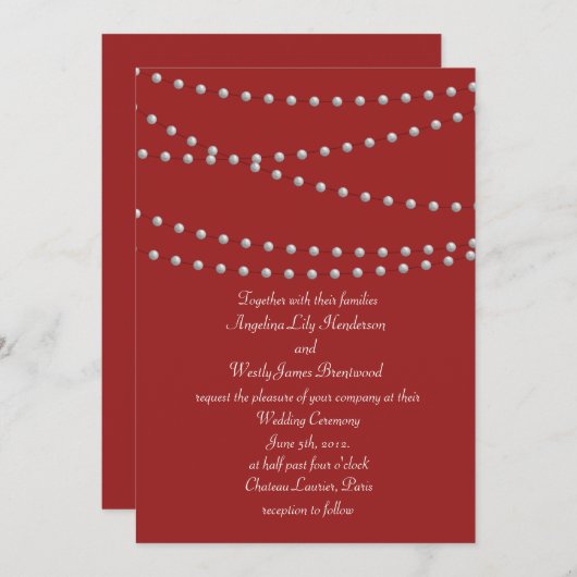 Stranden van parels op uitnodiging van het rode hu (Voorkant / Achterkant)