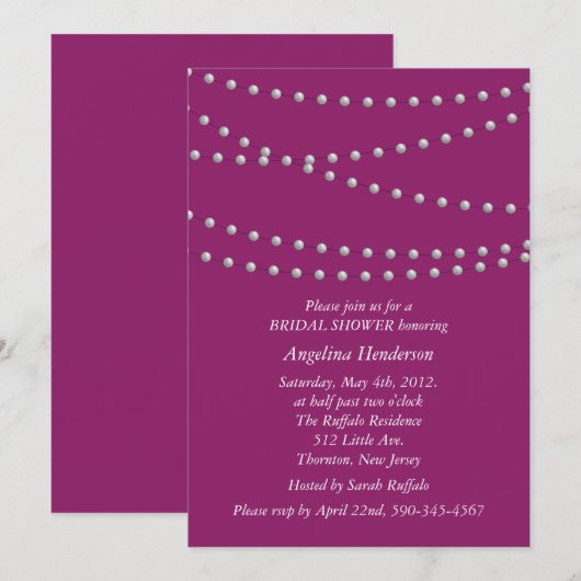 Stranden van parels op Vrijgezellenfeest Magenta Kaart (Voorkant / Achterkant)