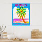 Stranden vangen de vibe, vintage reizen poster (Keuken)