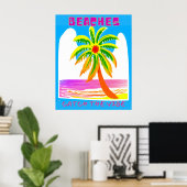 Stranden vangen de vibe, vintage reizen poster (Thuiskantoor)