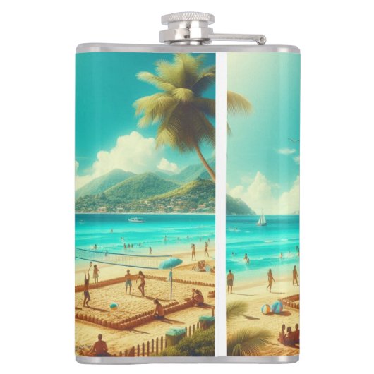 Stranden zijn serene paradijzen heupfles (Achterkant)