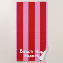 'Strandexpert' Zomer Rood En Roze Gestreepte Strandlaken