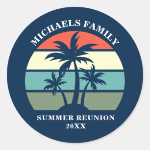 Strandfamilie Reünie Sunset Eiland Aangepaste Fees Ronde Sticker