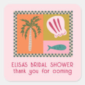 Strandfeest Bruidsborrel Modern Cute OP MAAT Vierkante Sticker (Voorkant)