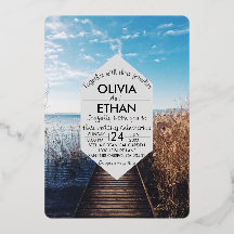 Strandfeest bruiloft folie uitnodiging