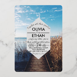 Strandfeest bruiloft folie uitnodiging