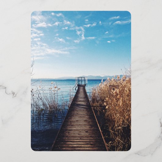 Strandfeest bruiloft folie uitnodiging (Achterkant)