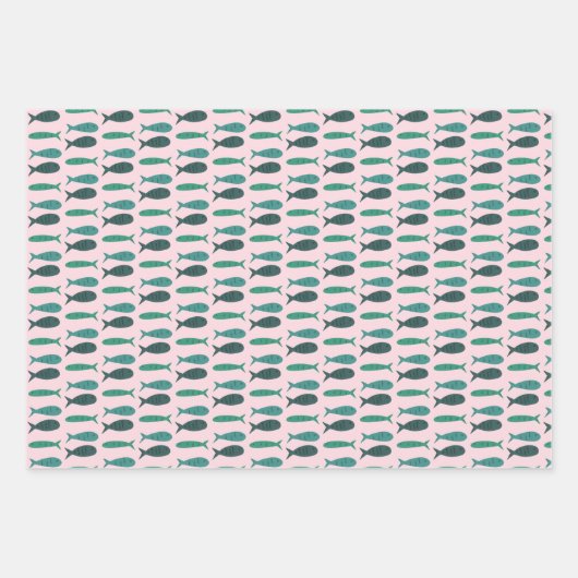 Strandfeest Drie Vissen Modern Cute Aangepast Inpakpapier Vel (Voorkant 3)