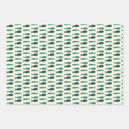 Strandfeest Drie Vissen Modern Cute Aangepast Inpakpapier Vel