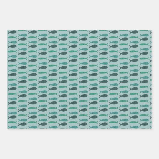 Strandfeest Drie Vissen Modern Cute Aangepast Inpakpapier Vel (Voorkant 3)