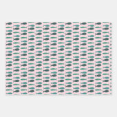 Strandfeest Drie Vissen Modern Cute MAATWERK Inpakpapier Vel (Voorkant 3)