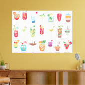 Strandfeest drinken canvas afdruk (Insitu (Woonkamer))