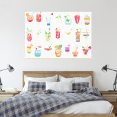 Strandfeest drinken canvas afdruk (Insitu (Slaapkamer))