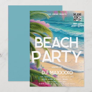Strandfeest Event Bar Tropisch Club Flyer Kaart