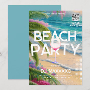 Strandfeest Event Bar Tropisch Club Flyer Kaart