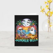 Strandfeest Halloween Vibes Summerween Skeleton GH Kaart (Gele Bloem)