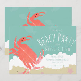 Strandfeest Krab Zand Oceaan Golven Kaart