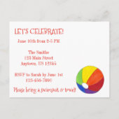 Strandfeest Krab Zeester Zon Schelp Uitnodiging (Achterkant)