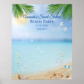 Strandfeest Luau Zoete Zestien Schelpen Zeemeeuwen Poster (Voorkant)