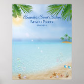 Strandfeest Luau Zoete Zestien Zee Schelpen Palmbo Poster (Voorkant)