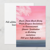 Strandfeest Multifunctionele Uitnodiging Aankondig (Voorkant / Achterkant)