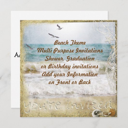 Strandfeest Multipurpose Uitnodiging (Voorkant / Achterkant)