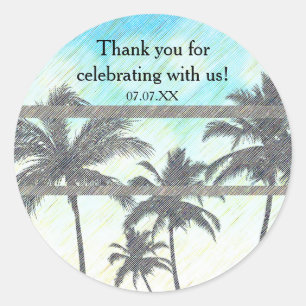 Strandfeest Palmbomen Tropische Zomer Ronde Sticker