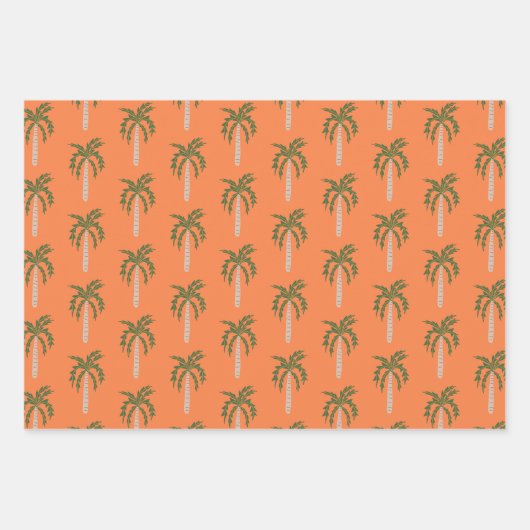 Strandfeest Palmboom Sinaasappel Knuffelig Aangepa Inpakpapier Vel (Voorkant 3)