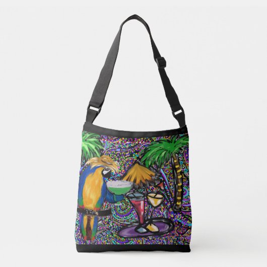Strandfeest papegaai crossbody tas (Voorkant)