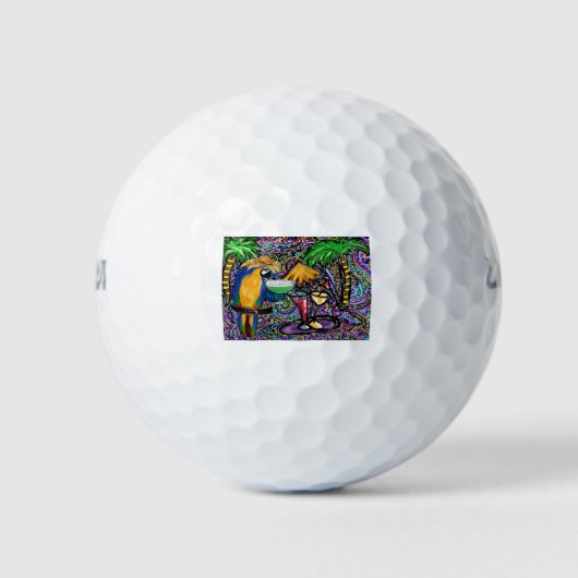 Strandfeest Papegaai Golfballen (Voorkant)